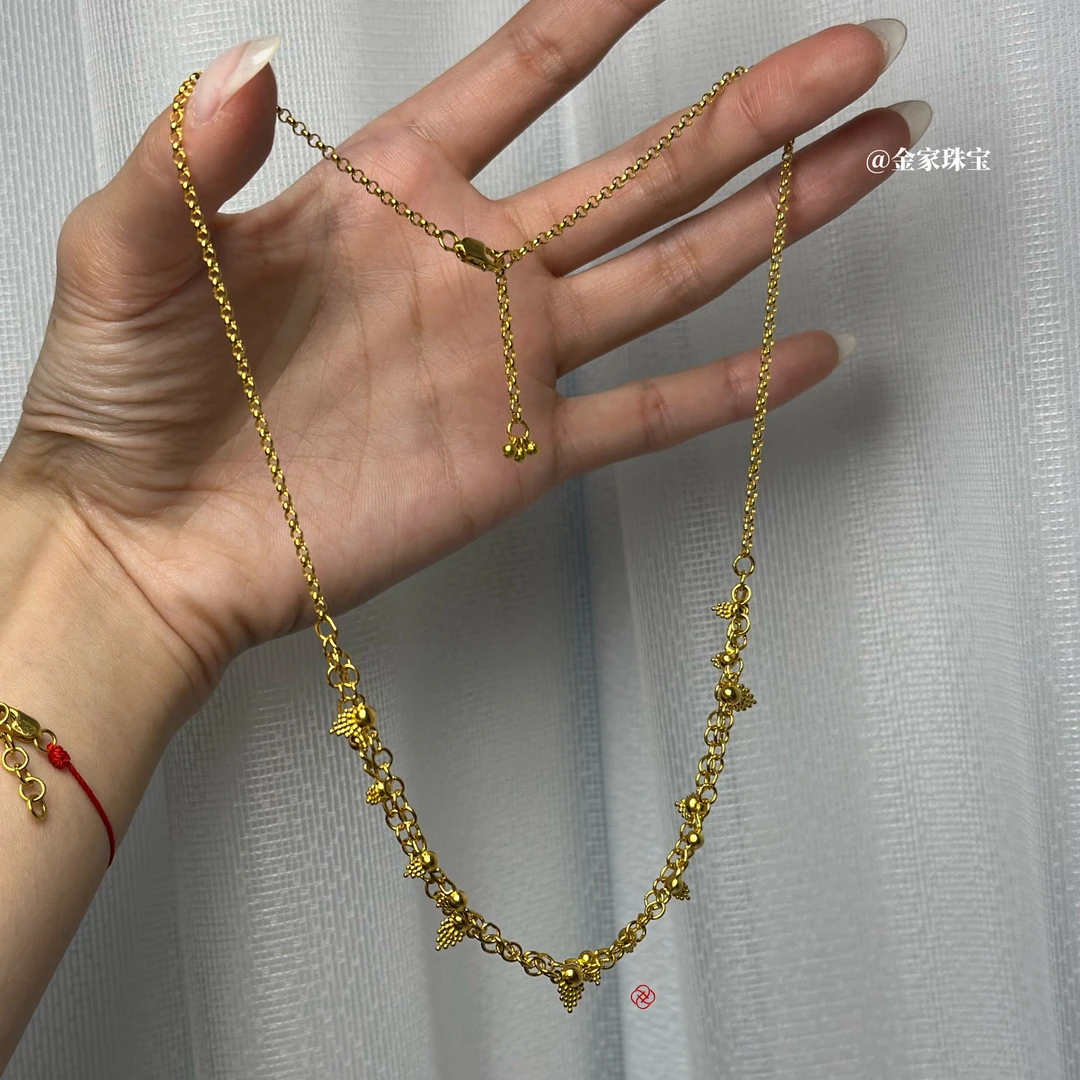 【金家】黄金蕾丝项链 足金项链 小众温柔