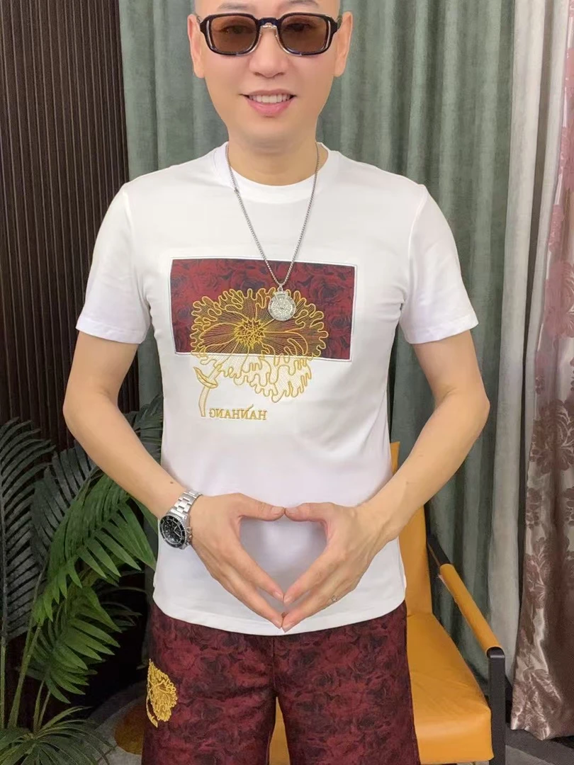 短袖休闲短裤半袖极简风春夏高品质印花夏季百搭刺绣时尚套装