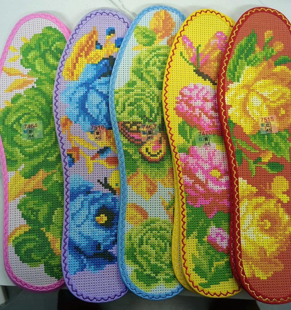 鸿运玫瑰小格（12CT）花边棉布吸汗套装鞋垫(花边形状随机2双包邮）