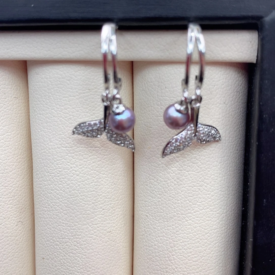 银S925镶嵌淡水珍珠耳饰