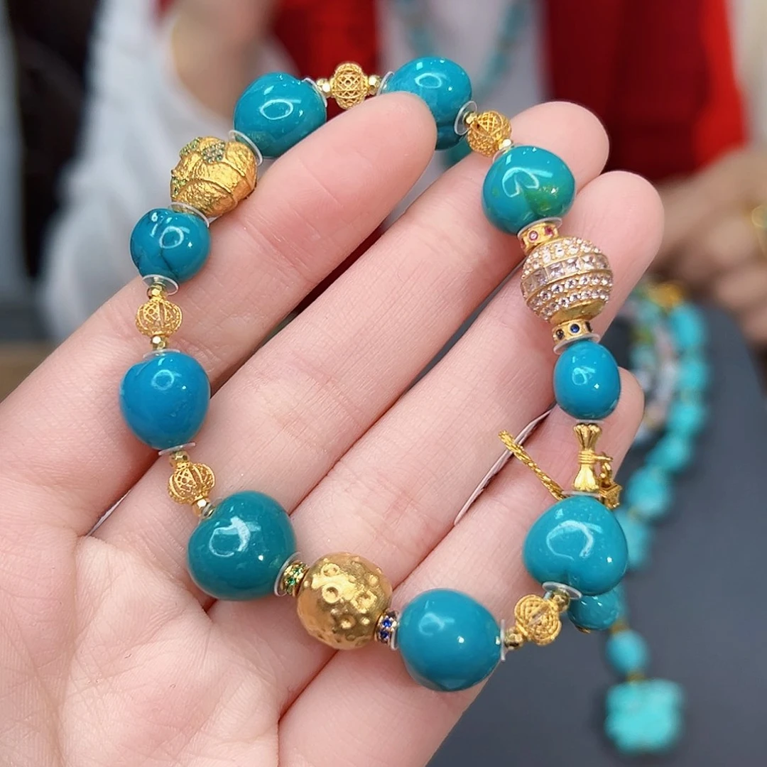 绿松石珠宝奇石18K金镶嵌小*