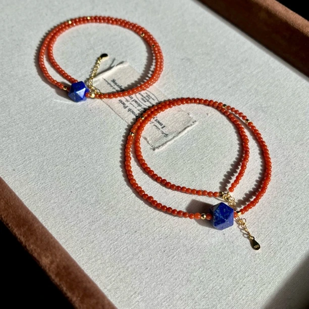【大鱼甄选】南红青金石项链2mm+YC798多样性发其一简约