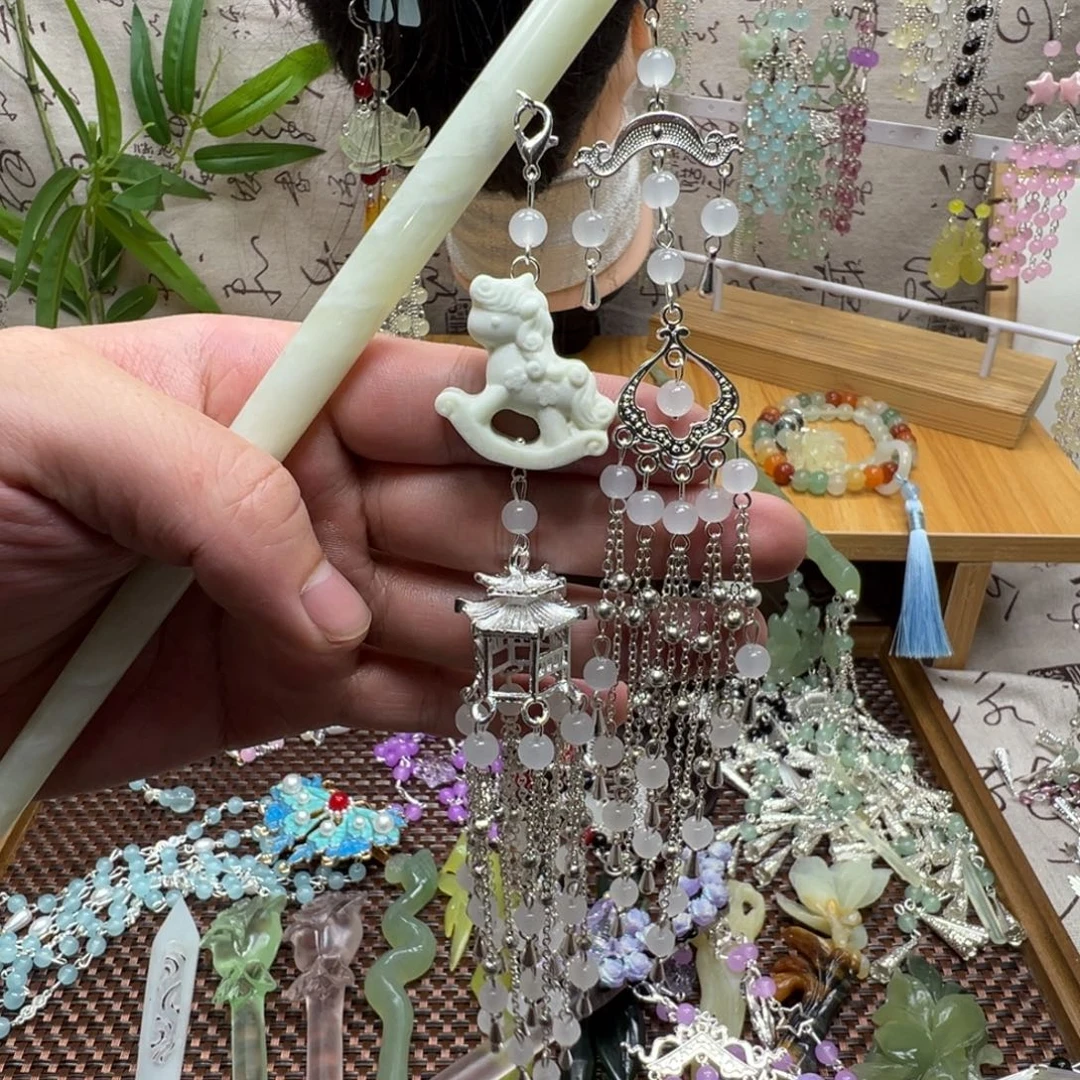 蛇纹石玉合金发饰
