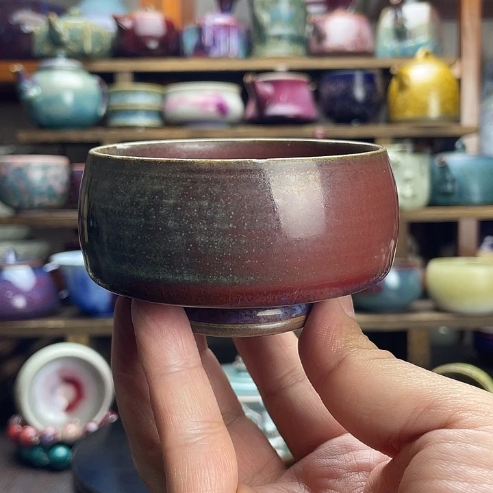 杯子瓷钧瓷窑变杯微瑕