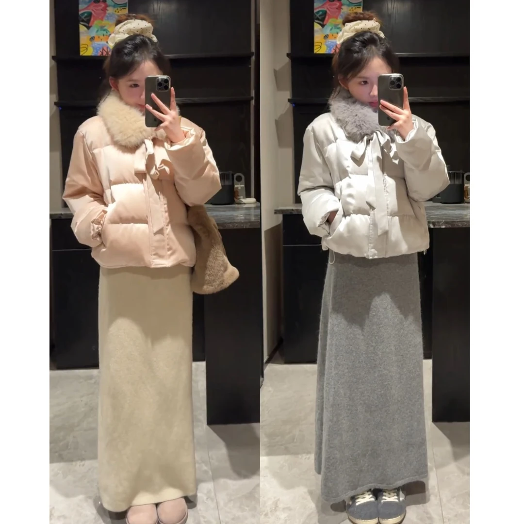 超火一整套2025秋冬新款时尚甜美减龄短款棉服半身裙两件套