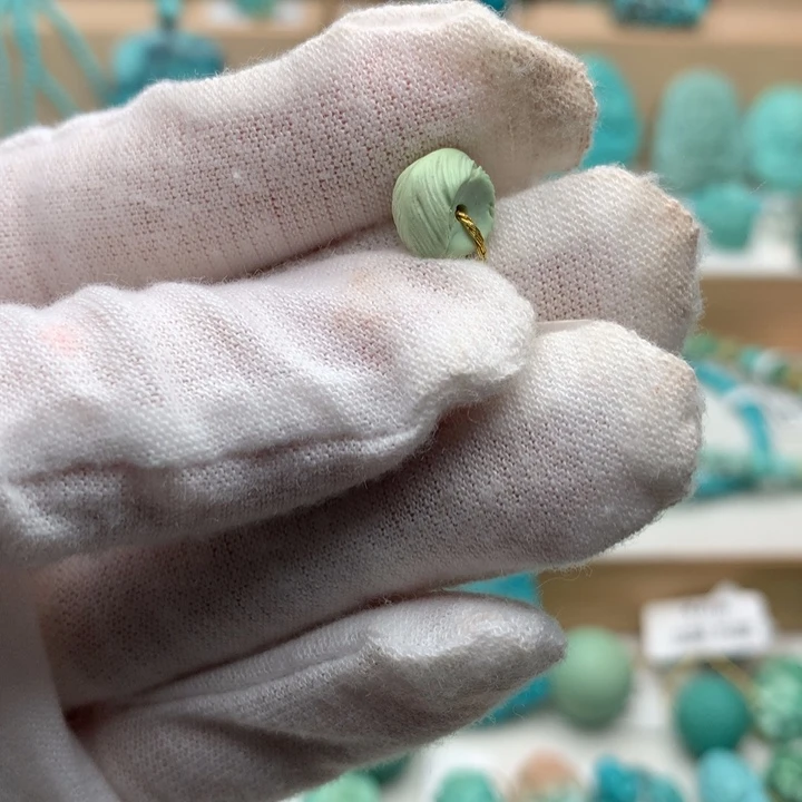 绿松石未镶嵌珠宝奇石菜籽黄羽毛珠9.3*5.9mm