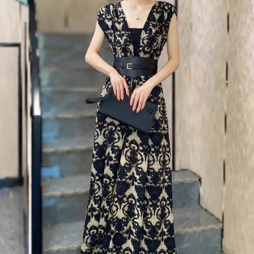 欧货气质无袖连体裤女装夏季大码胖mm显瘦减龄洋气连体衣阔腿裤子