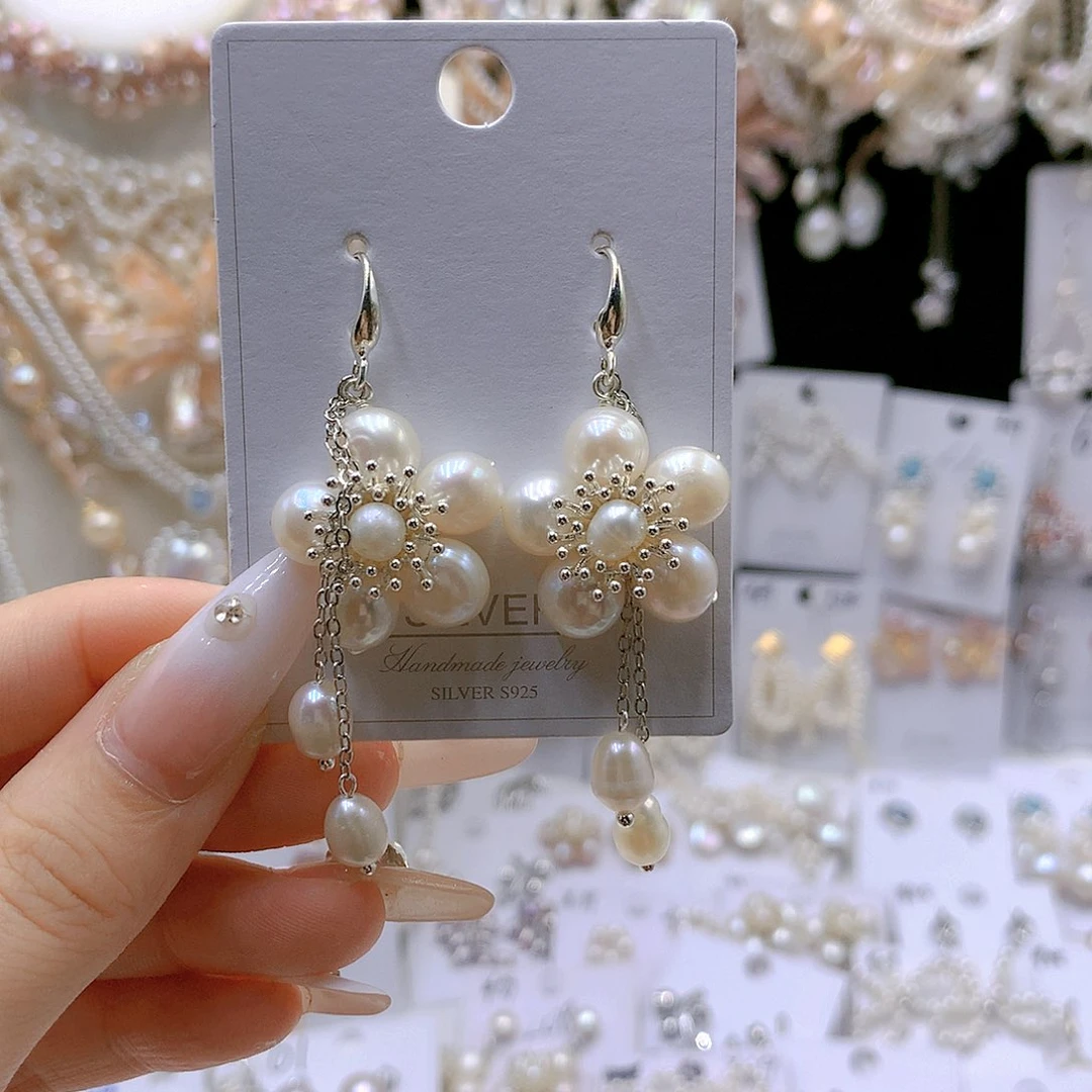 银S925镶嵌耳饰淡水珍珠