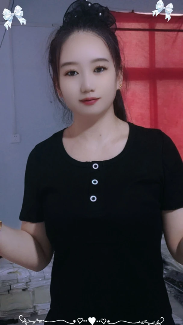 短袖纯色短款针织女士夏季时尚T恤螺纹U型领