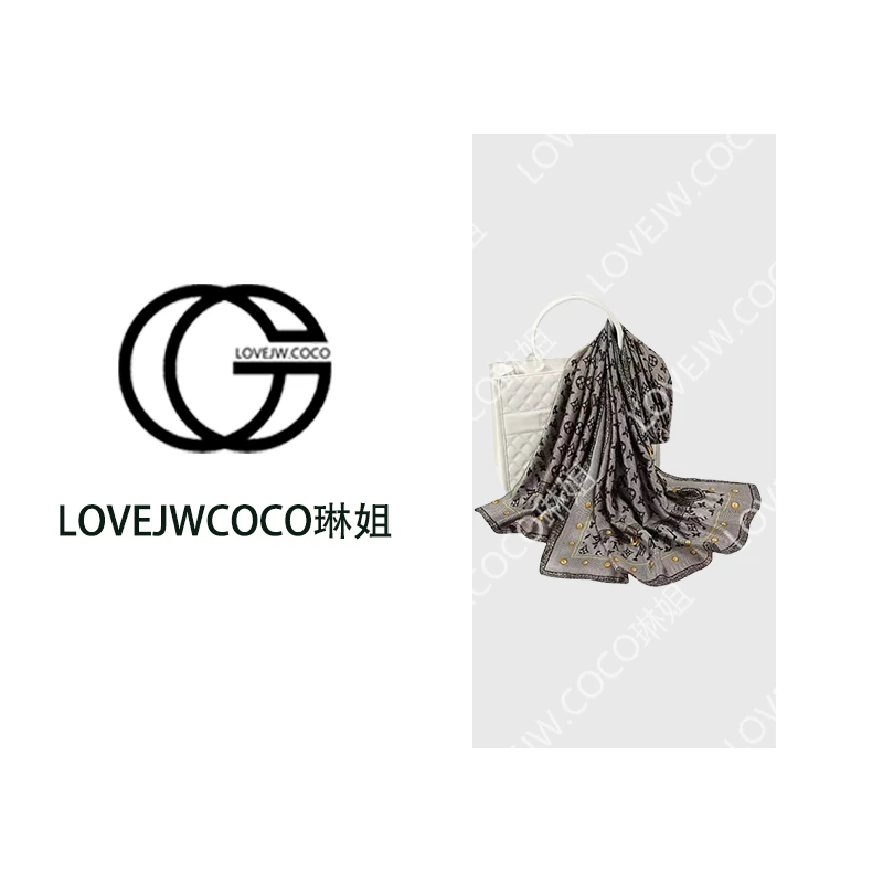 【COCO DICV】夏季薄款灰色印花丝巾180*90