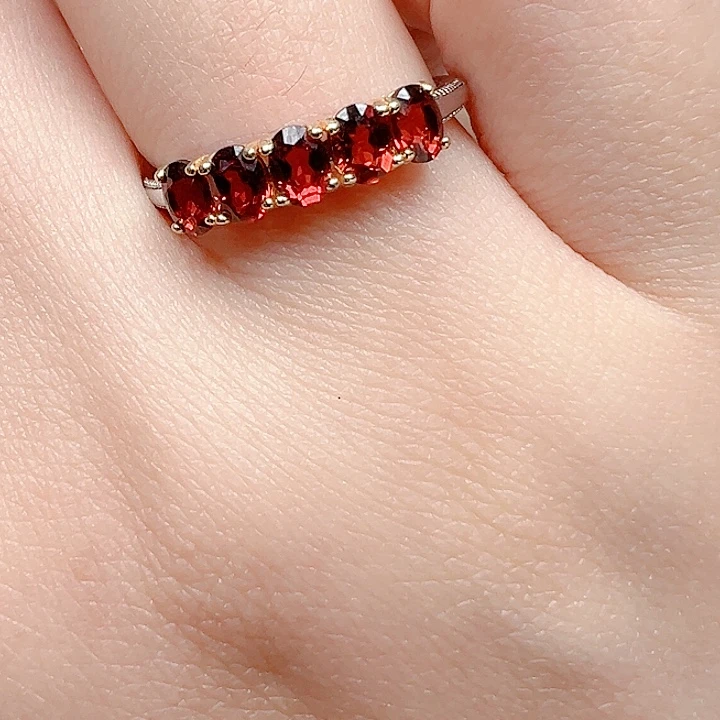 戒指银S925镶嵌石榴石