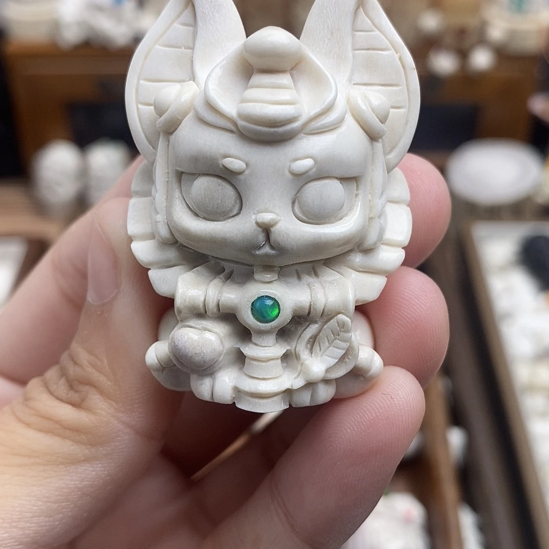 鹿骨把件c16鹿角犬神