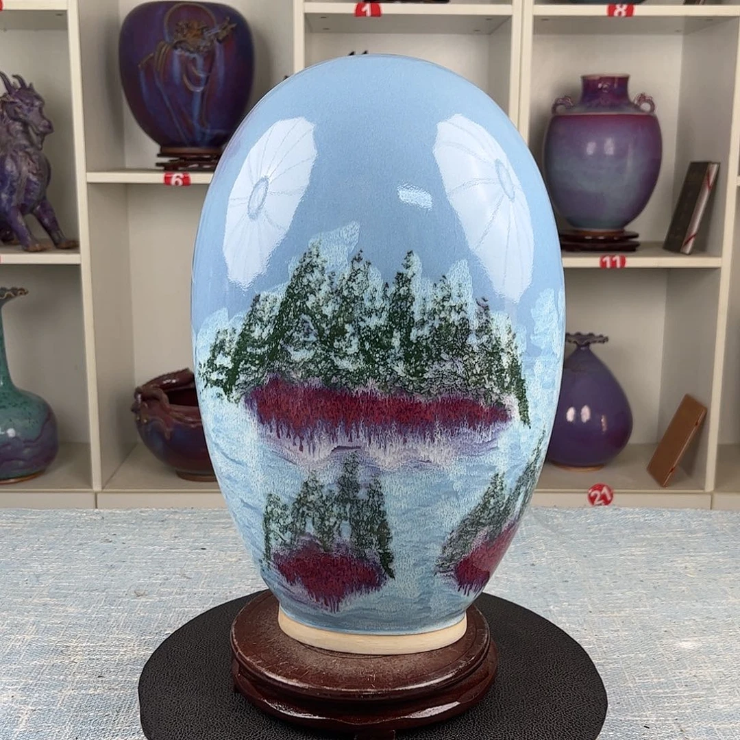 瓷片来福石山水画珍品收藏