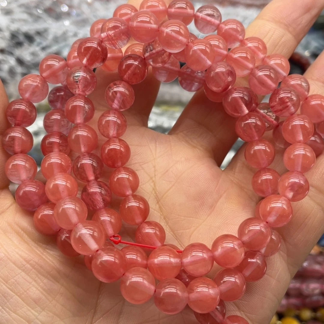 玛瑙/玉髓珠宝半成品未镶嵌西瓜晶8mm一条