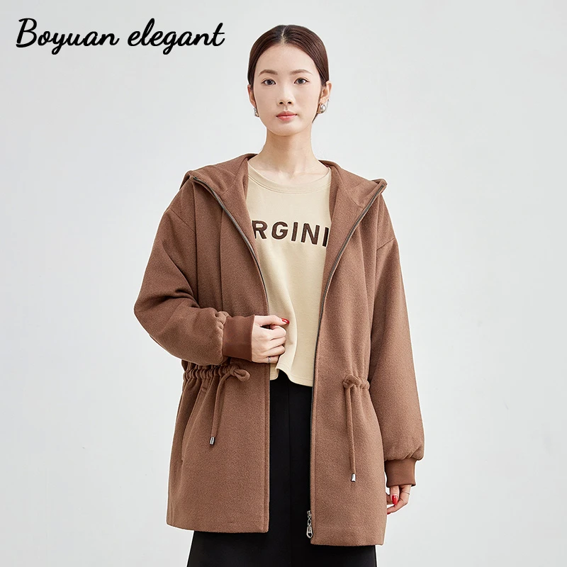 时尚复古连帽抽绳上衣女2026新款高级慵懒风休闲长袖宽松显瘦外套