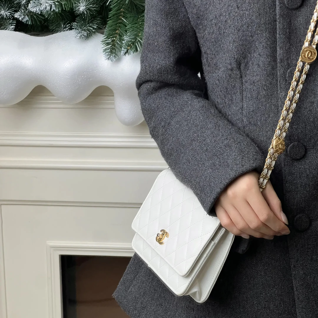 99新 Chanel/香奈儿 香奈儿 22k金币链条白金woc/优品