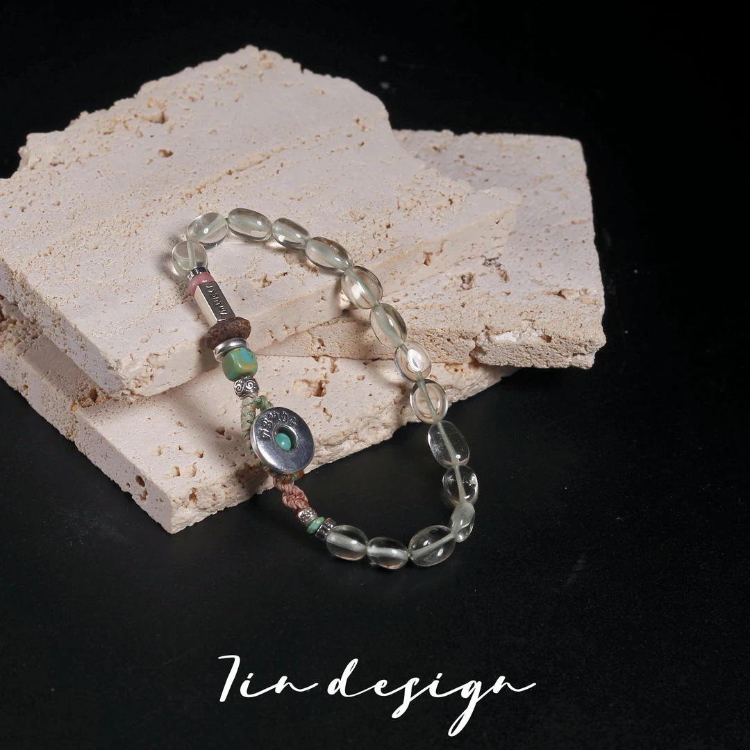 925银木质手链 7in【青苹果】原创小众设计复古手作绿色s925手链