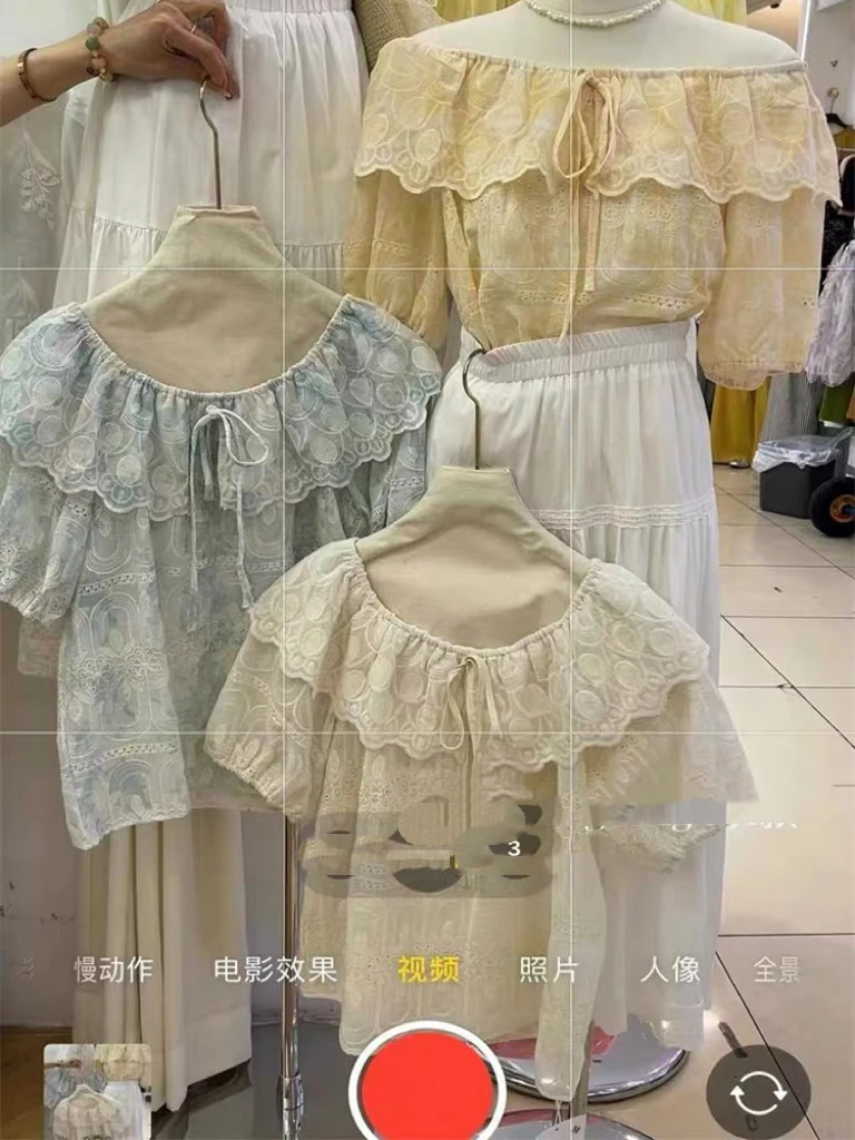 【三顺服饰】｛甜美碎花｝一字肩衬衣