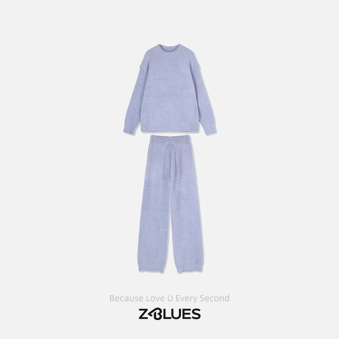 Z.blues【暖绒居家套Pro】半边绒纯色家居服圆领套装YZYMFZ0944