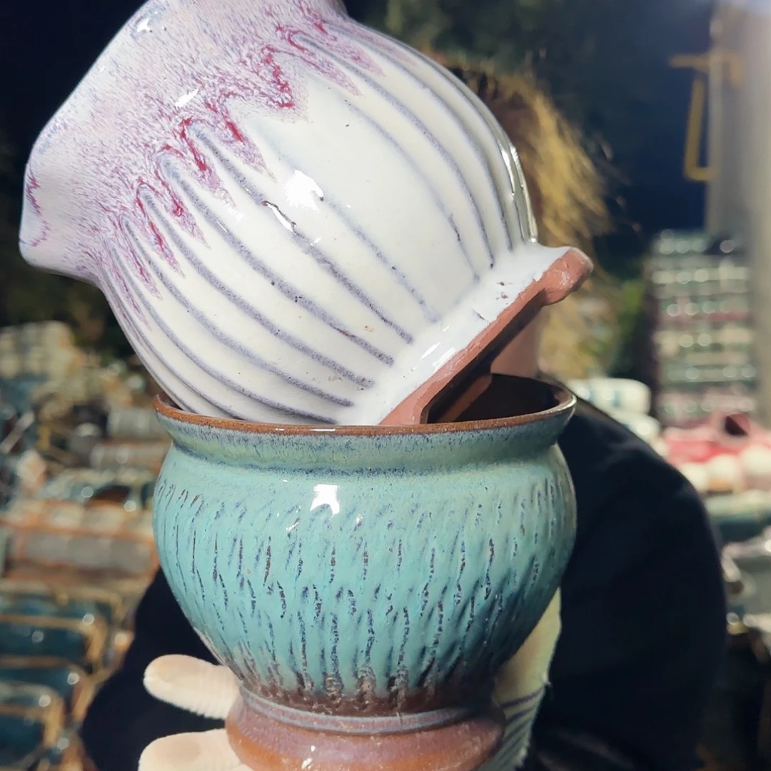 紫砂花盆高15口14