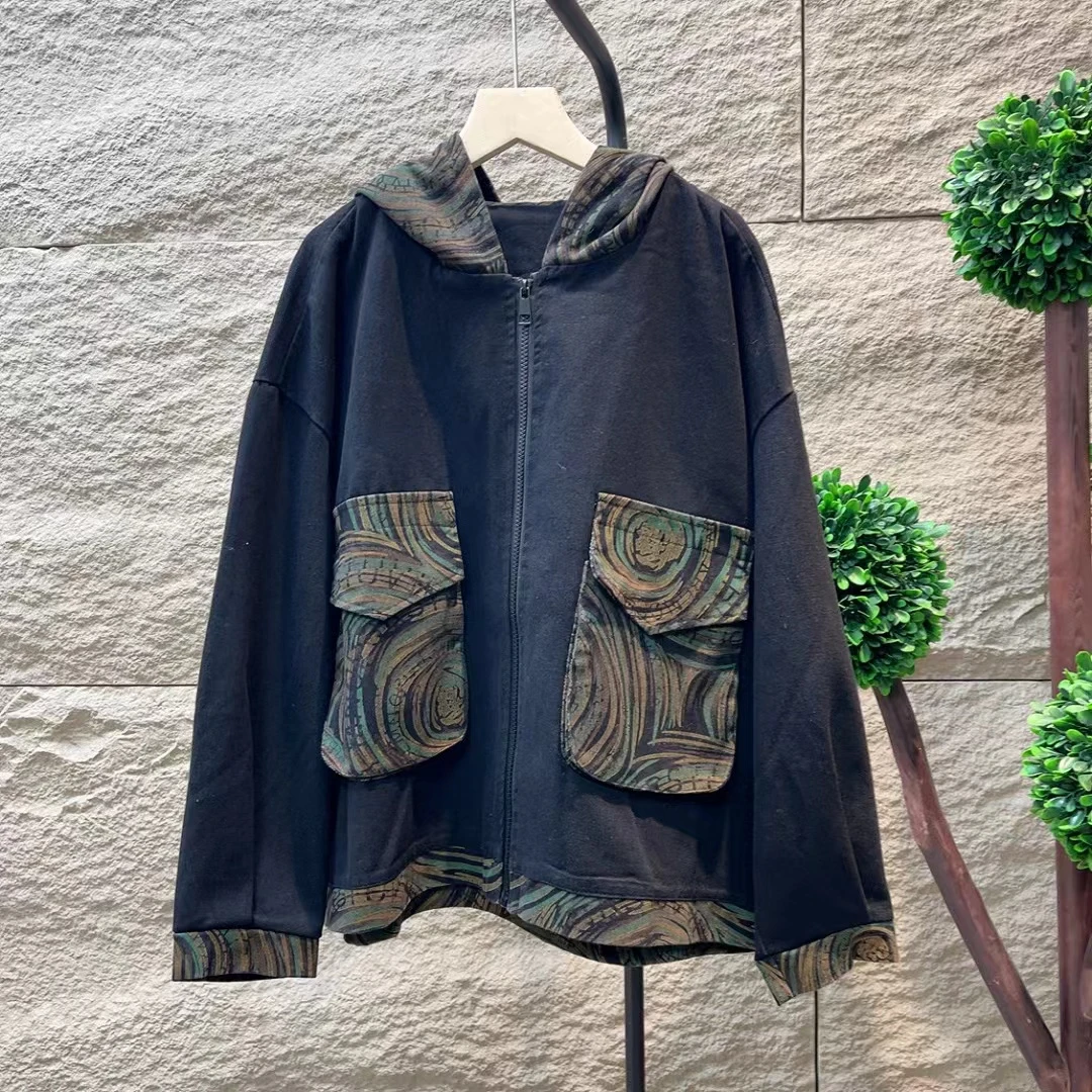 8378新款春秋休闲减龄显瘦宽松连帽外套