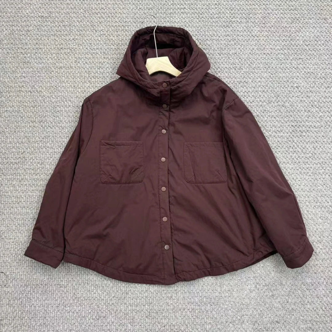 新款冬季保暖连帽棉服休闲纯色百搭外套女款