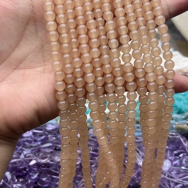 玛瑙/玉髓未镶嵌珠宝半成品2条6mm藕粉