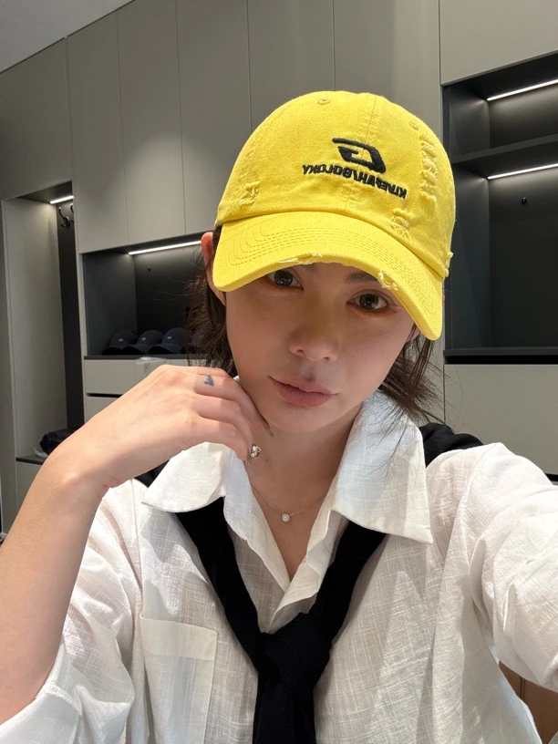 美式破洞G字棒球帽子女夏小众设计显脸小大头围情侣复古鸭舌帽