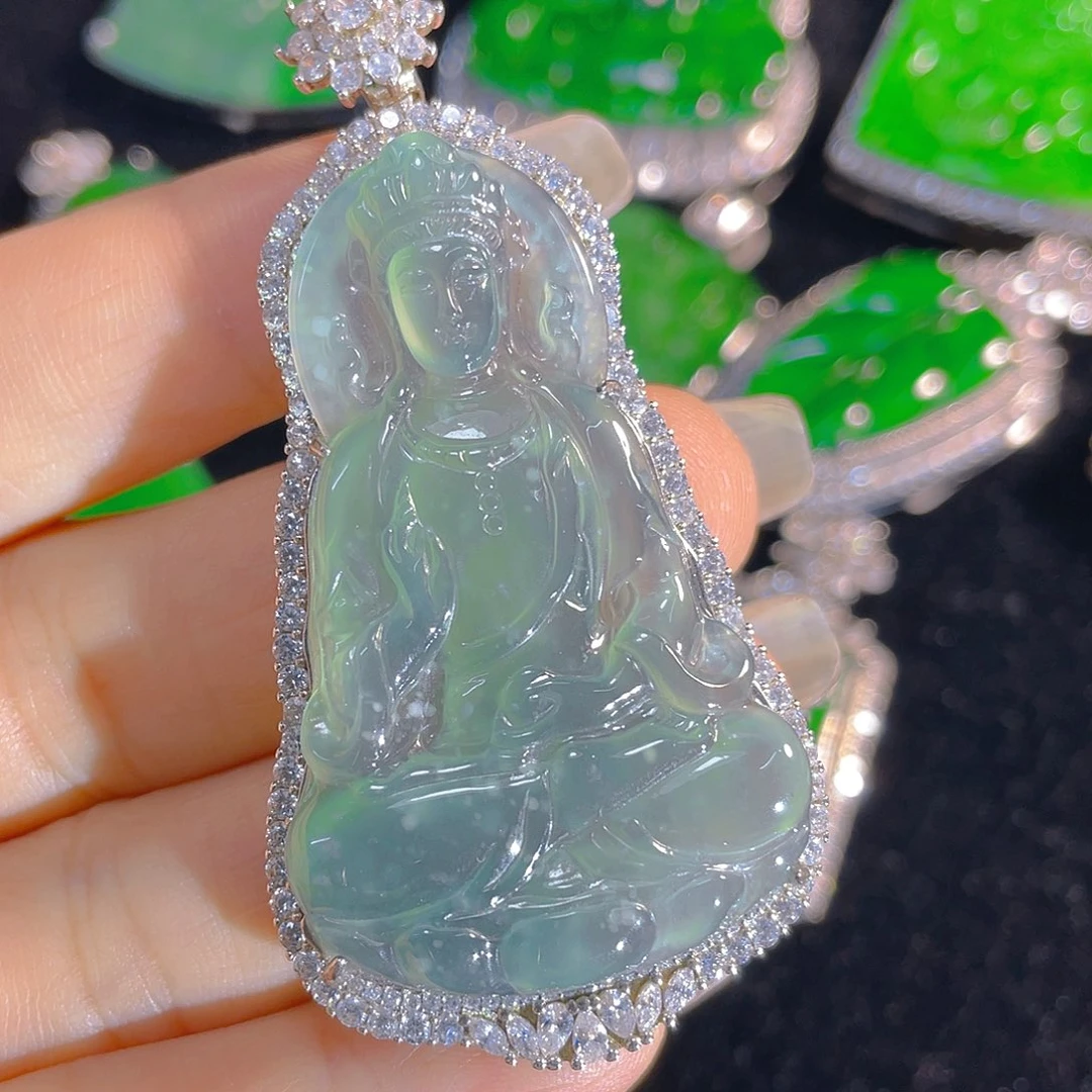 翡翠银S925镶嵌颈饰翡翠