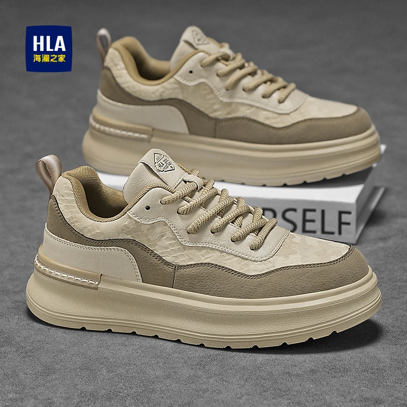 HLA/海澜之家2025年秋冬季新款经典休闲板鞋复古增高运动休闲鞋男