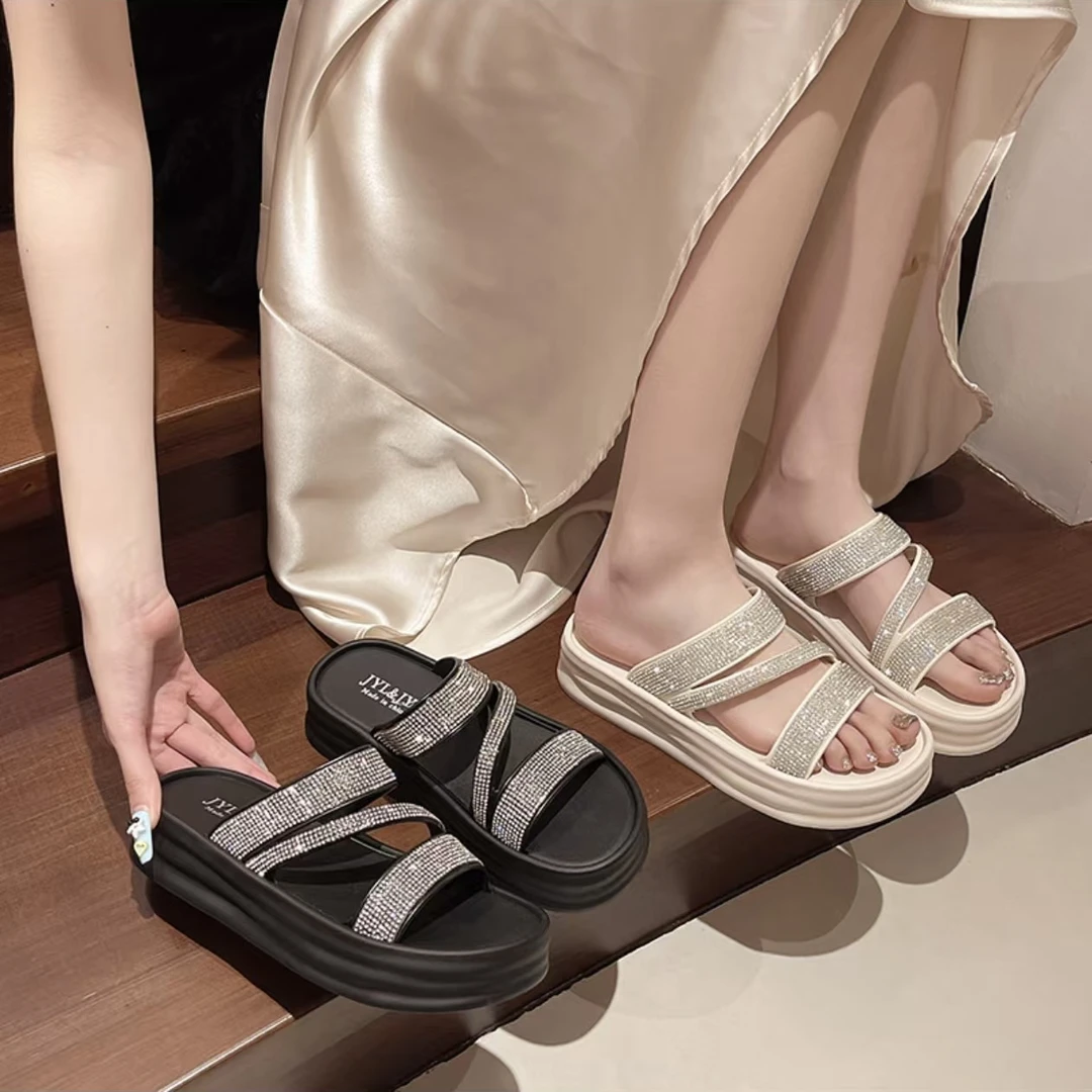 薇莎868【满钻】4cm厚底外穿防滑百搭拖鞋