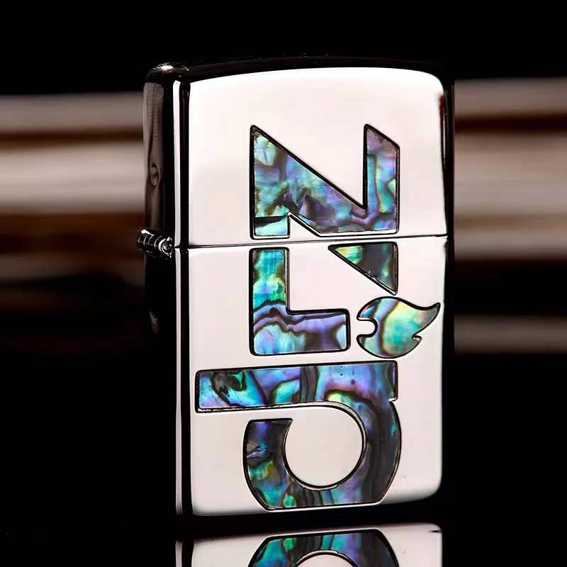 ZIPPO打火机贝壳大标男士镜面贴片时尚防风火机双面个性DYH1X1