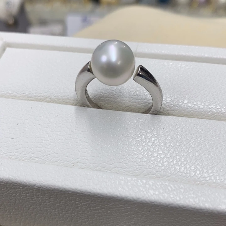 银S925镶嵌戒指海水珍珠，澳白，链接7