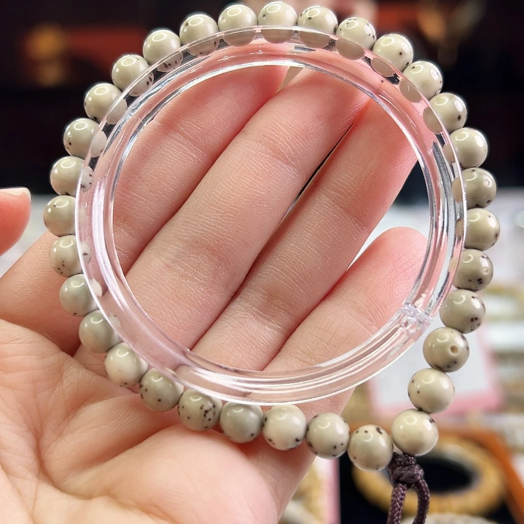 星月菩提手串Fqh7mm龙蛋手持 大留白 绿背 细小星