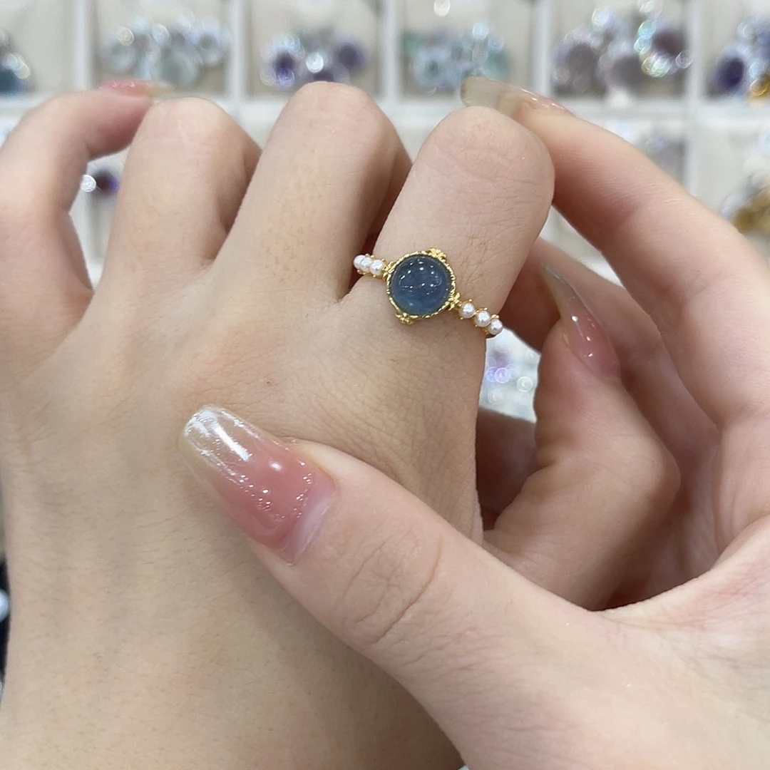 蛇纹石玉银S925镶嵌戒指