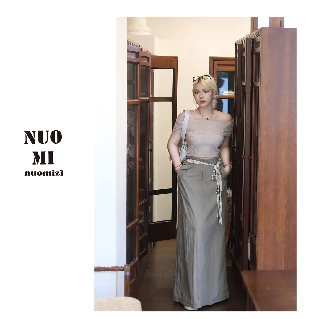 ZOZ糯米子[飒爽]夏季编织腰带显瘦半身裙2025新款设计感休闲裙女