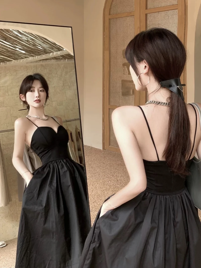 【CXX】赫本风吊带连衣裙（轻微浮色.裙型超赞）