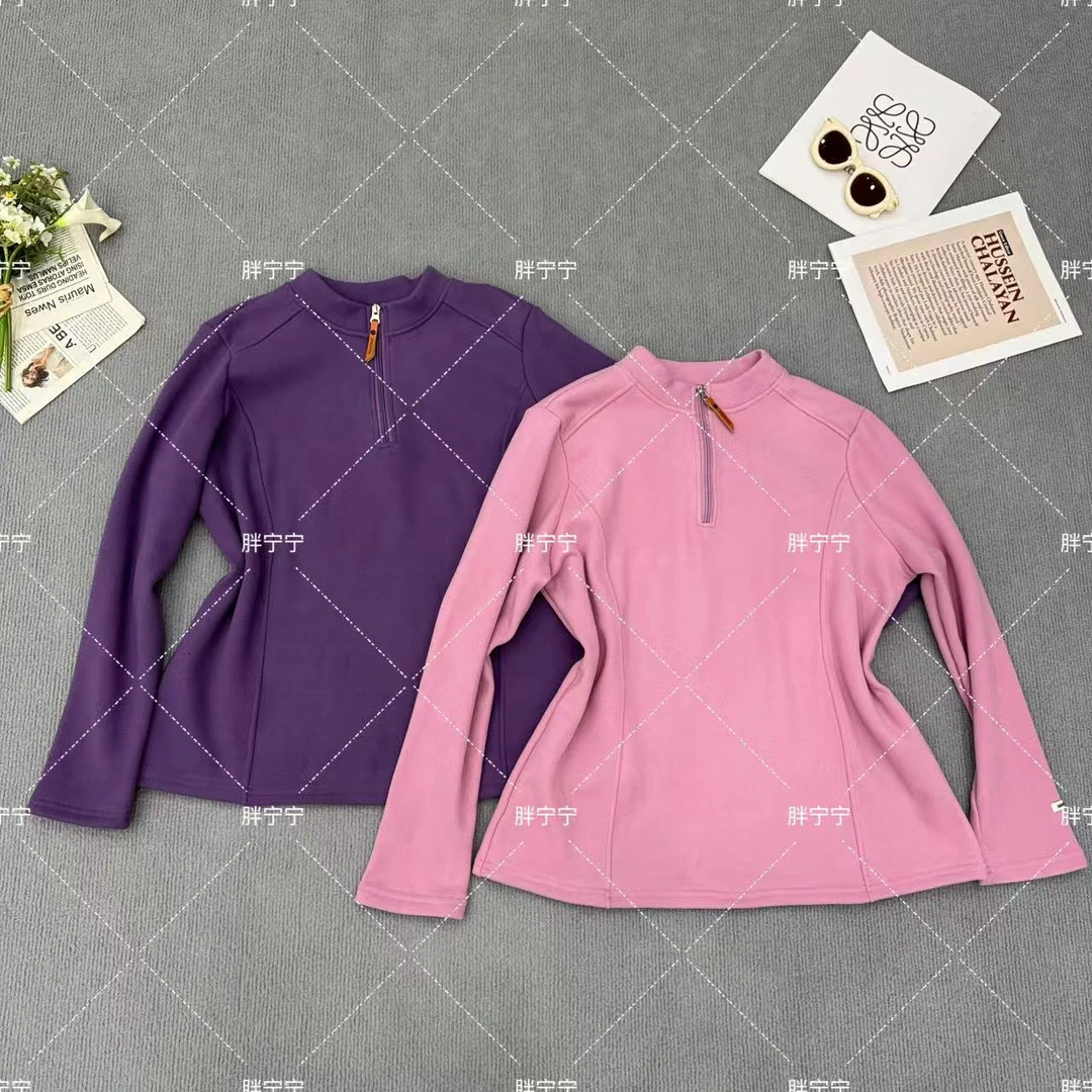 半拉链加绒加厚打底上衣百搭舒适秋冬长袖卫衣女