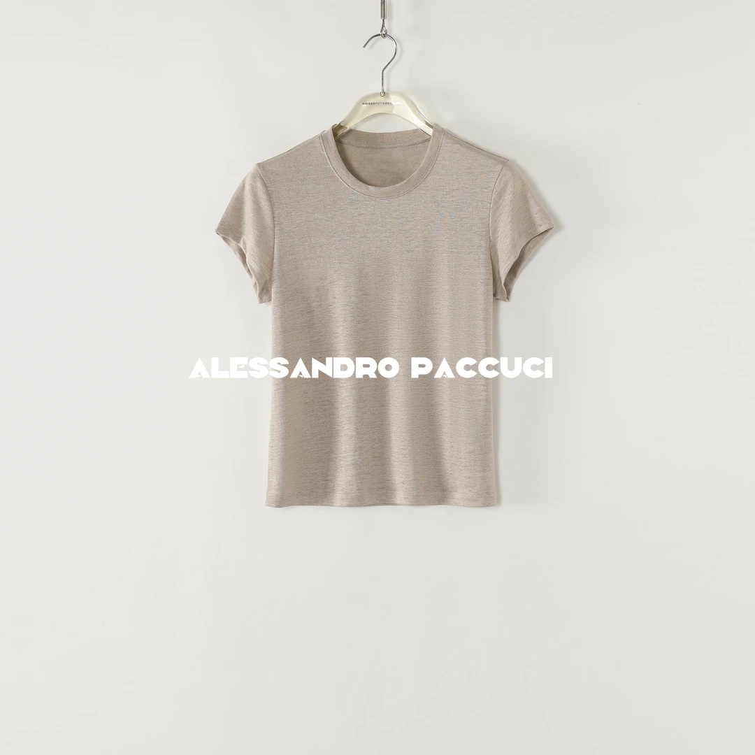 AP洛哥52084TT【黑标系列】日本进口100亚麻时尚针织夏季短袖T恤