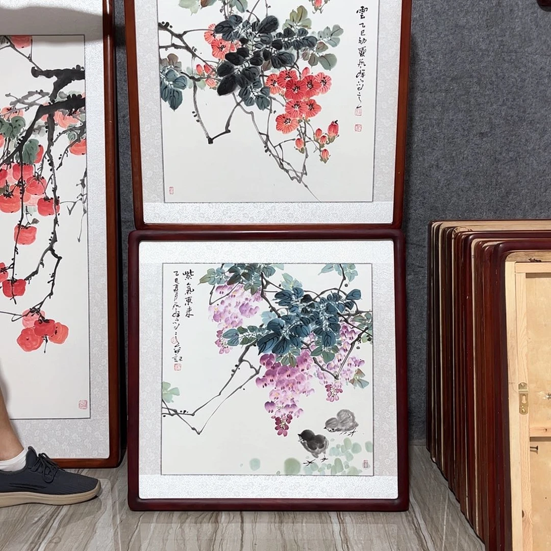 国画书画作品带框63×63