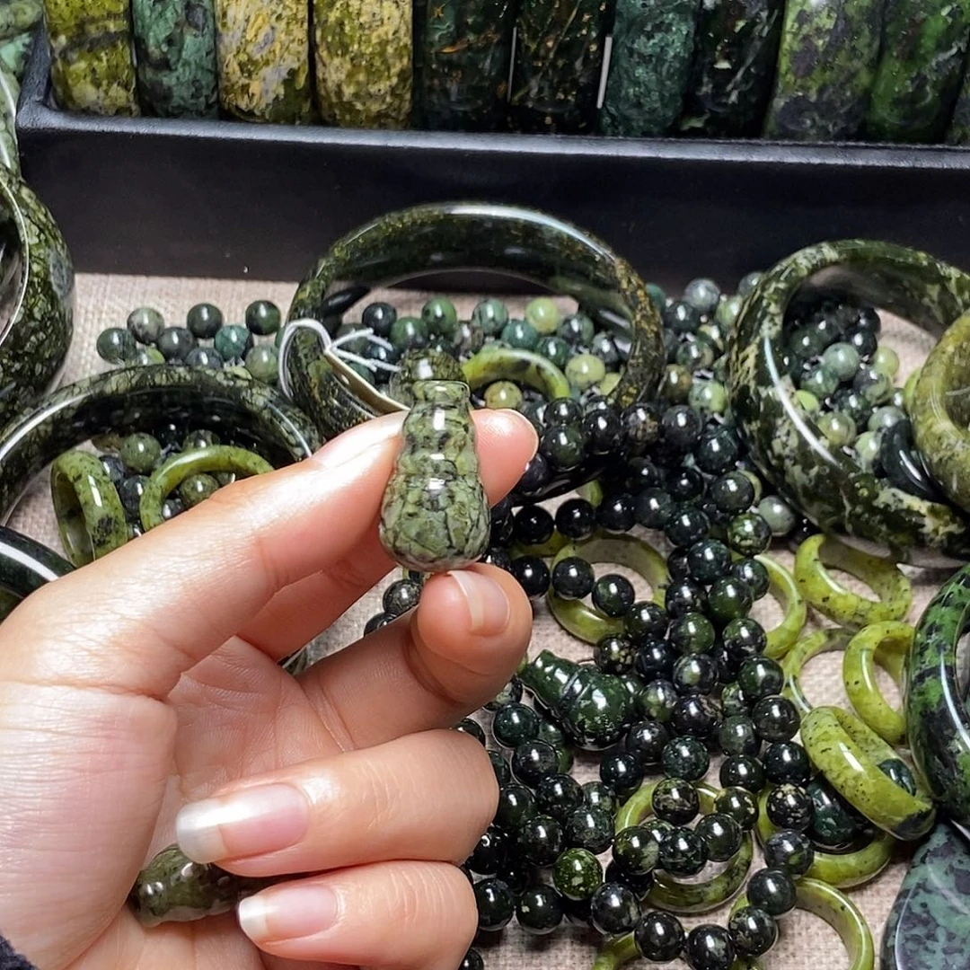 望***蛇纹石玉未镶嵌药王石手镯