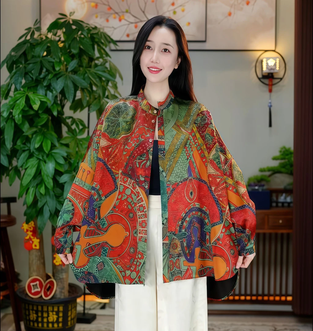 金禧禧【宇宙花之花皮子】香云纱上衣J222176B-8