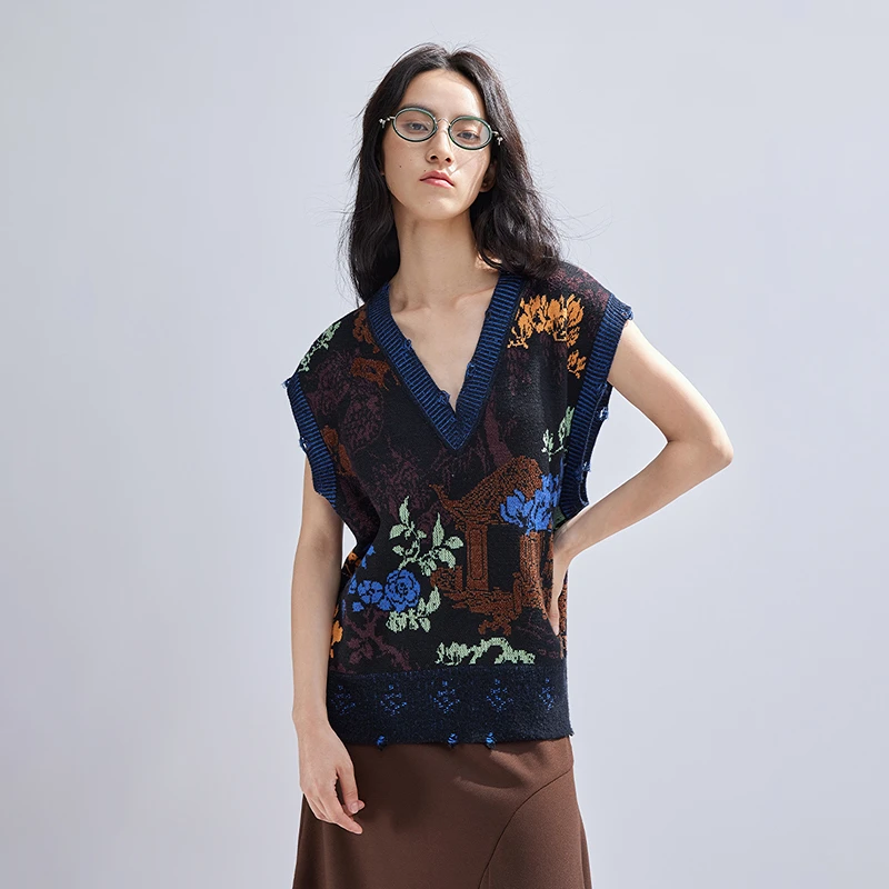 【陈陈专属】播层次感色彩花纹马甲BDR1SD0418