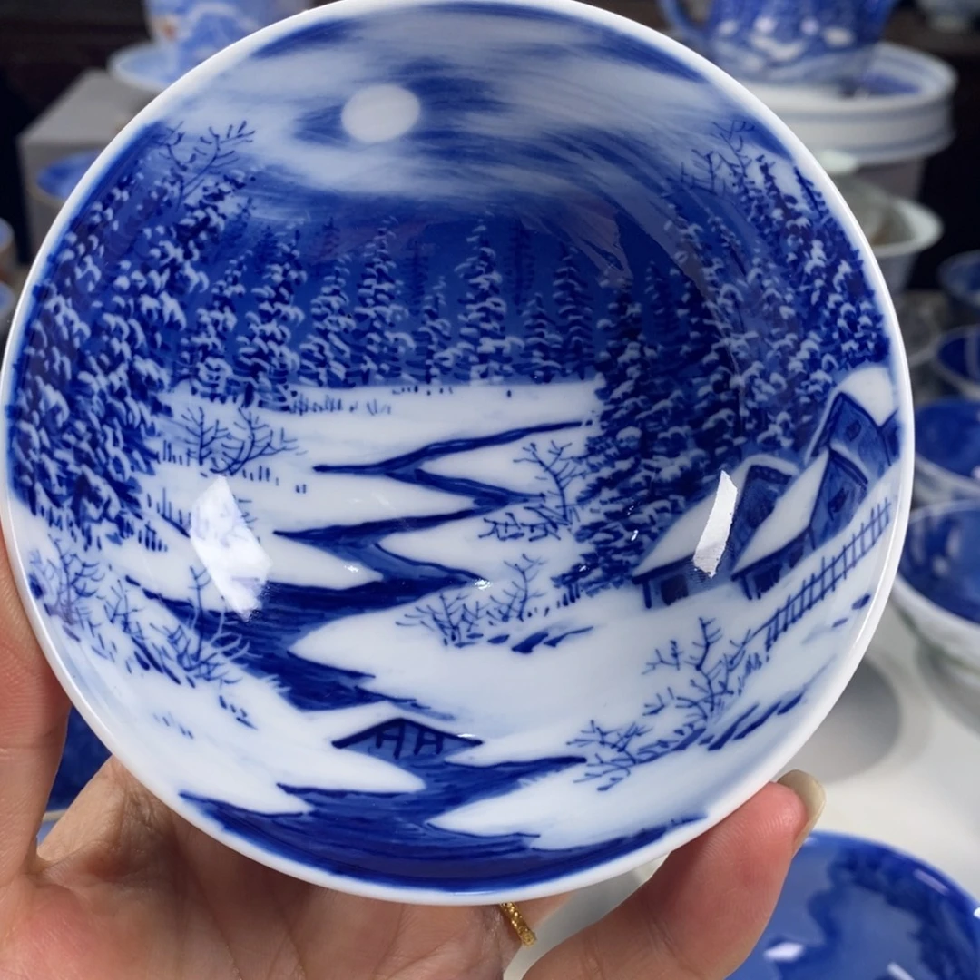 青花雪景主人杯杯