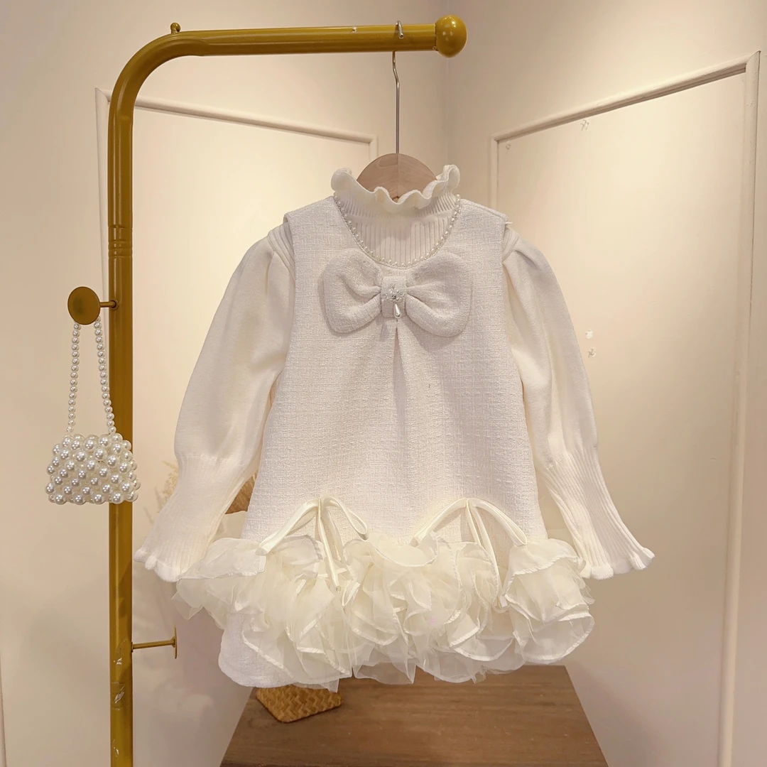 女童连衣裙夏季女宝宝生日礼服高端呢料公主裙儿童富家千金感裙子