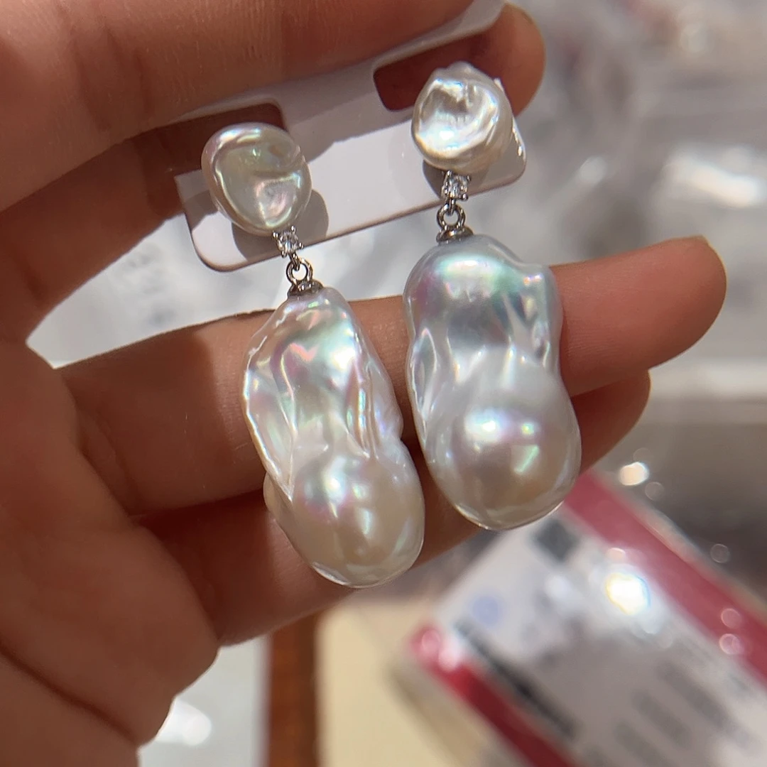 合金淡水珍珠耳饰