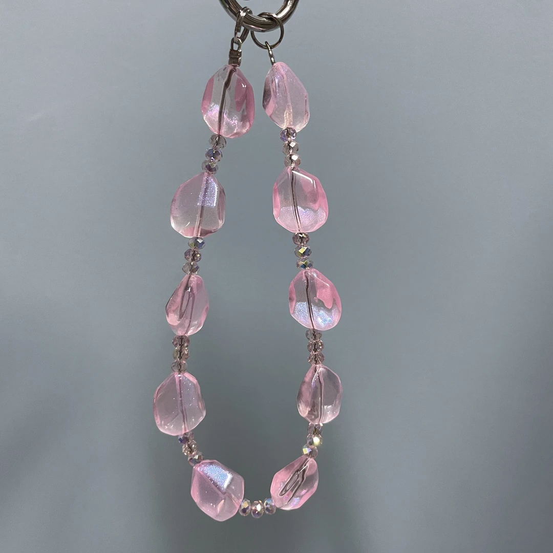 粉色不规则款手机链H170