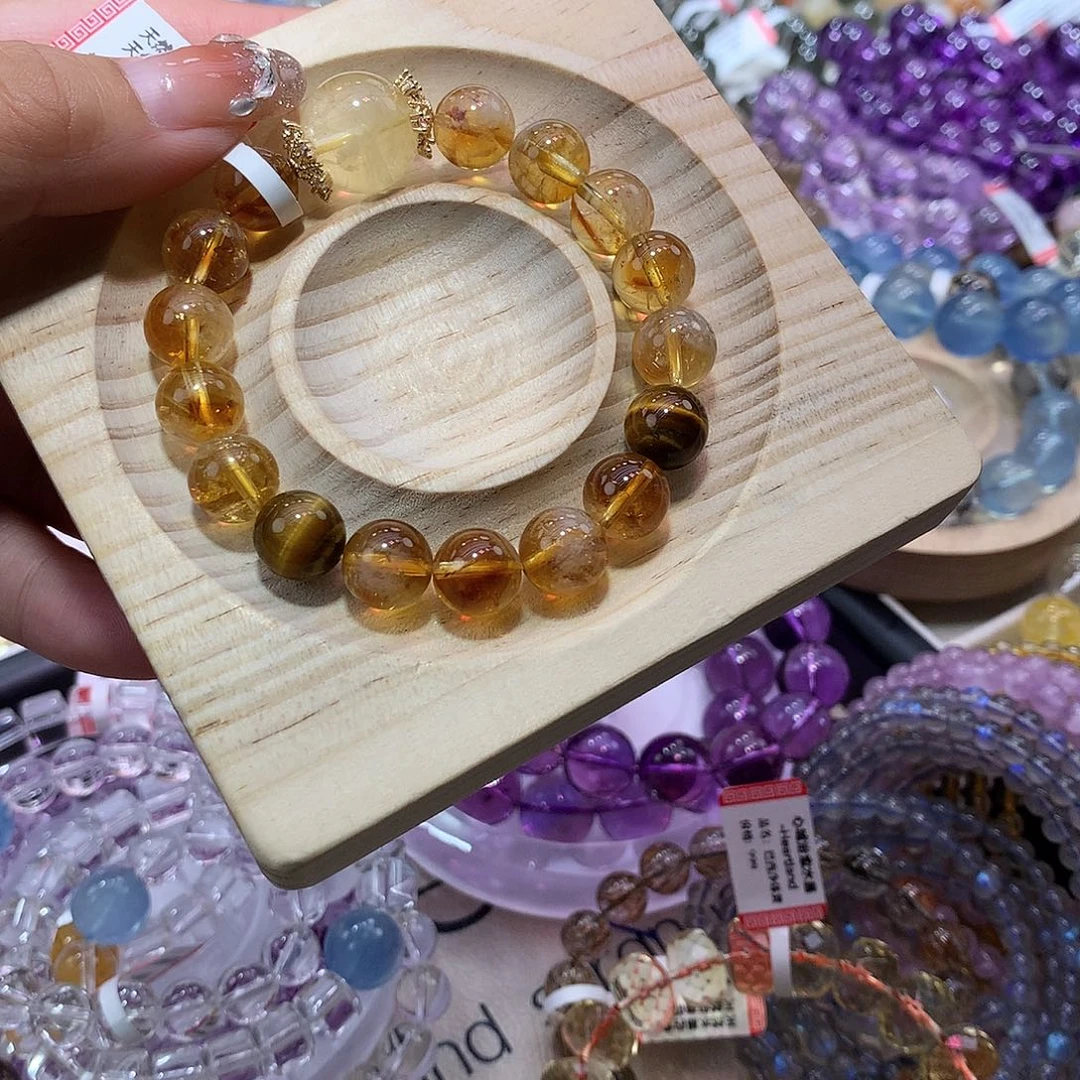 水晶手串未镶嵌黄塔晶10mm