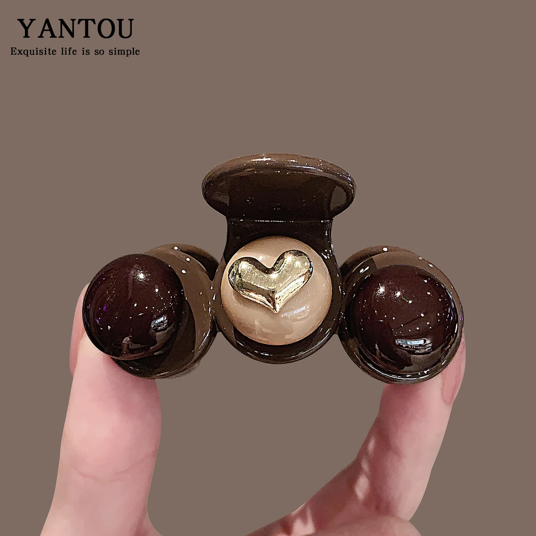 韩国碎发刘海夹爱心珠子小号鲨鱼夹少女前额发抓公主头夹子头饰