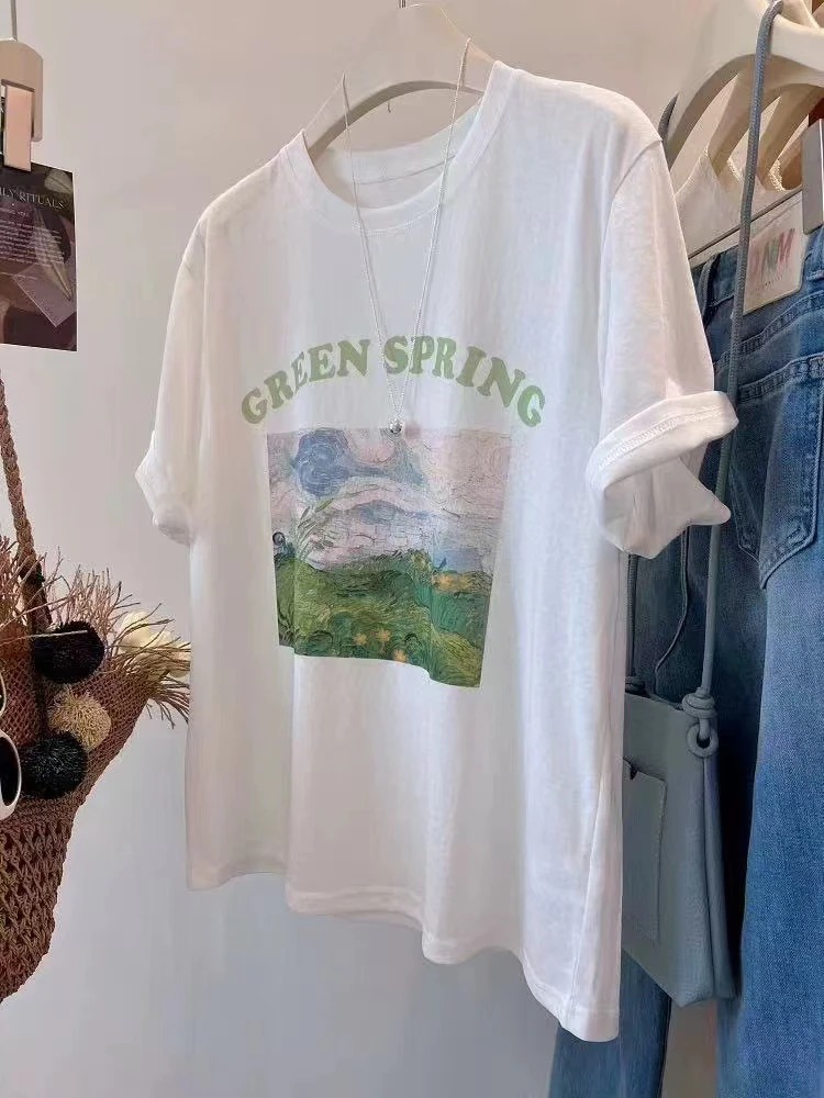 复古印花港风短袖T恤